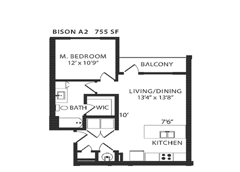 a floor plan of a house with a bedroom and a living room